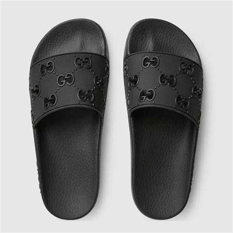 gucci rubber slide sandals cheap|gucci women's rubber slide sandal.